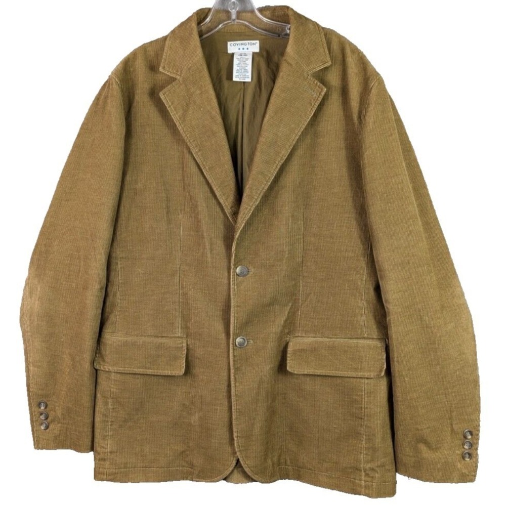 Covington Jacket Mens Sz M 2 Button Corduroy Blazer Brown Vented Office Career